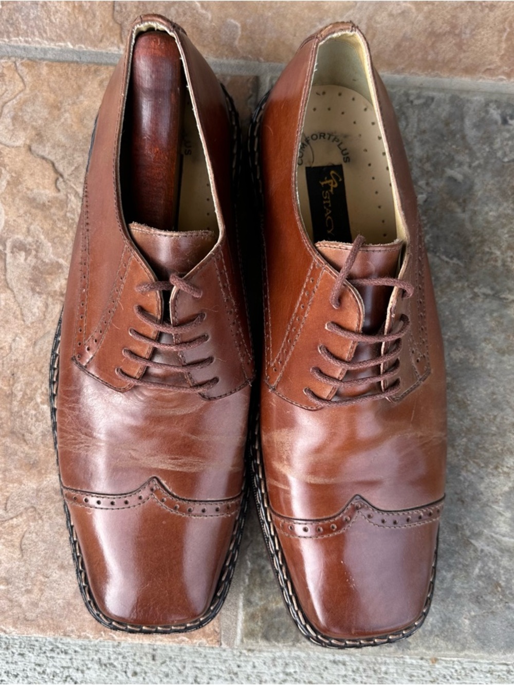 Men's Brown Leather Dress Oxfords - Classic Wingtip Style